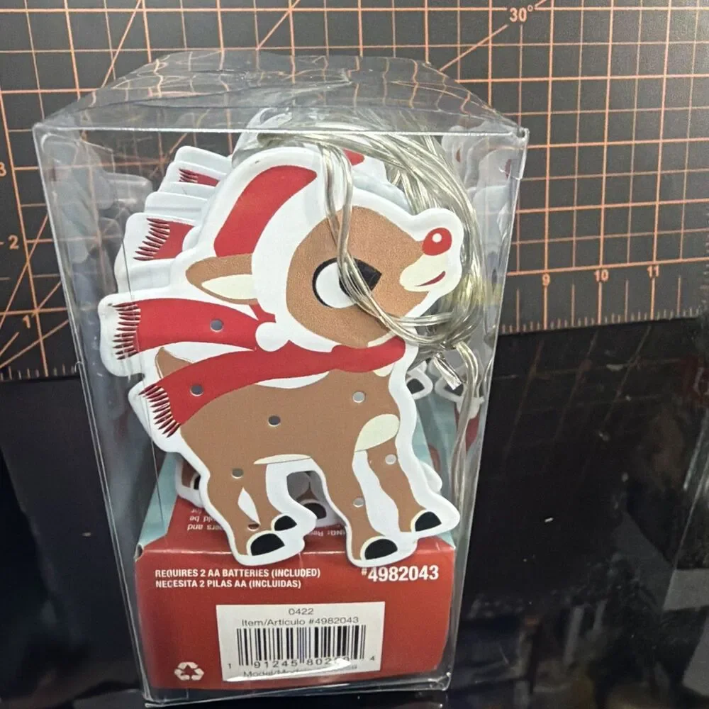 Rudolph Red-Nosed Reindeer 7 LED Battery Christmas String Lights 44